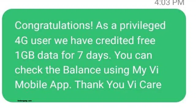 Get 1GB free Internet in Vi